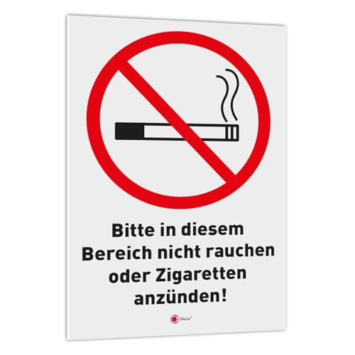 iSecur Schild Rauchen verboten und Zigarette anzünden I 20 x 30 cm I Hartschaumplatte | hin831 von iSecur