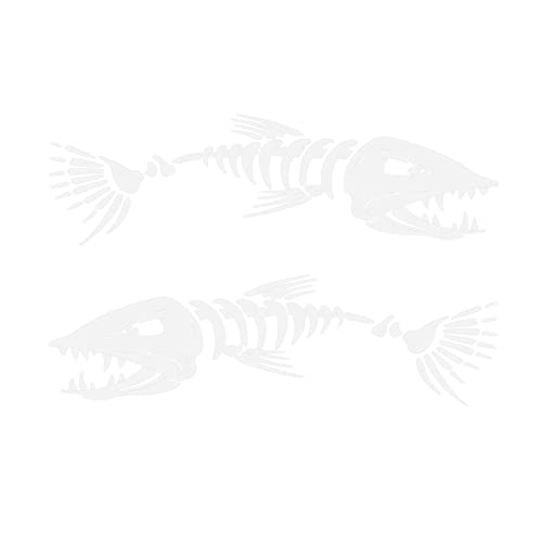 2Pcs Skeleton Fischknochen Vinyl Aufkleber Sticker Kayak Fischerboot Car Graphics Skelettfischaufkleber Schädel Auto Boot Schiff Dekor Aufkleber Fisch Skelett Aufkleber für Auto Motorrad Boot von iSpchen