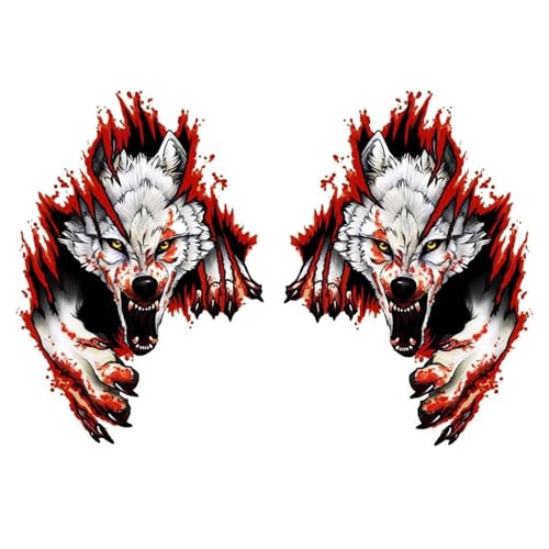 2pcs 3D Wolfskopf Auto Aufkleber, Universal Tier Auto Seiten Körper Aufkleber Wasserdicht Abziehbild Selbstklebend PVC Aufkleber für Motorhaube Fenster Stoßstange Auto Styling Deko Sticker 2pcs 3D Wolfskopf Auto Aufkleber, Universal Tier Auto Seiten Körper Aufkleber Wasserdicht Abziehbild Selbstklebend PVC Aufkleber für Motorhaube Fenster Stoßstange Auto Styling Deko Sticker von iSpchen