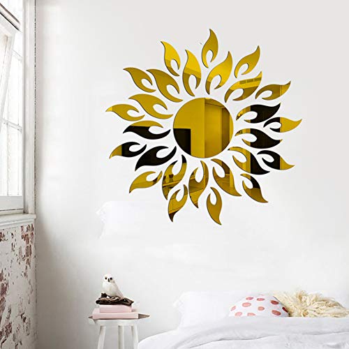 iSpchen 3D Spiegel Wandaufkleber Sonnenblume Hintergrund Spiegel Aufkleber Kunst Wanddekoration Wohnzimmer Schlafzimmer Badezimmer von iSpchen