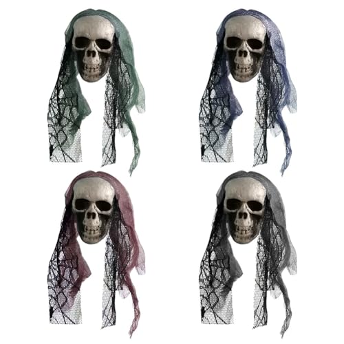 iSpchen 4 Stück Halloween Dekoration Totenkopf Hängeornament Horror künstlicher Schaumstoff Totenkopf für Zuhause Party Halloween Requisiten,#01 von iSpchen