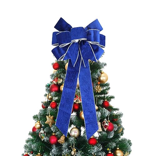 iSpchen 60 cm Weihnachtsschleifen, Samt Bänder Groß Schleife Weihnachtsbaum Schmücken, Weihnachtskränze Hängende Dekoration für Türen und Fenster,Blau von iSpchen