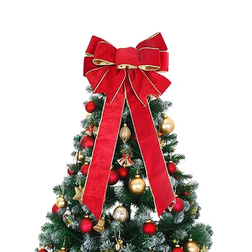 iSpchen 60 cm Weihnachtsschleifen, Samt Bänder Groß Schleife Weihnachtsbaum Schmücken, Weihnachtskränze Hängende Dekoration für Türen und Fenster,Rot von iSpchen