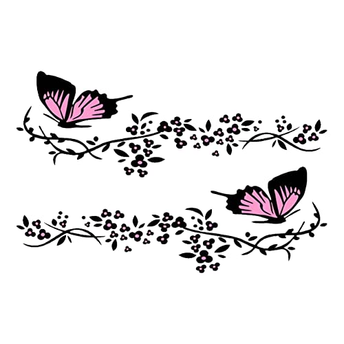 iSpchen Autoaufkleber 2 Stück 3D Blumen Schmetterling Aufkleber Personalisierte Abziehbilder Auto Stoßstangen Motorhaube Karosserie Tuning Sticker Styling Wände Laptop Dekoration Aufkleber,30cmx11cm von iSpchen