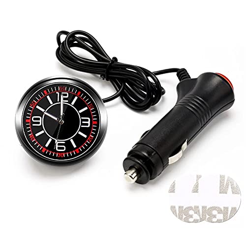 iSpchen Autouhr Digitaluhr Auto Digitale uhr selbstklebend Armaturenbrett Uhr leuchtende Quarzuhr Ornament universelle Runde Analoger Quarz mit Zigarettenanzünder/mit USB-Stecker von iSpchen