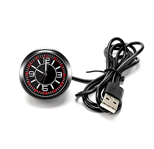 iSpchen Autouhr Digitaluhr Auto Digitale uhr selbstklebend Armaturenbrett Uhr leuchtende Quarzuhr Ornament universelle Runde Analoger Quarz mit Zigarettenanzünder/mit USB-Stecker von iSpchen