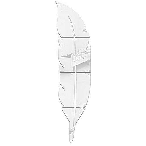 iSpchen DIY Feder Spiegel Wand Aufklebe, 3D Acrylic Feder Spiegel Wandaufkleber Selbstklebende für Wohnzimmer Kunst Wanddekoration von iSpchen