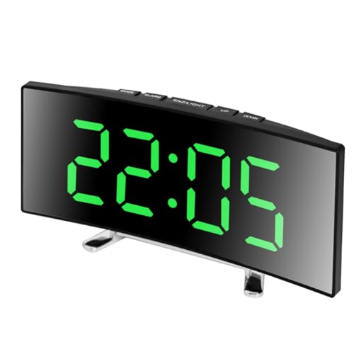 iSpchen Digitaler Wecker mit großem LED-Display Wecker Reisewecker Schlummerfunktion Lichtsteuerung intelligenter Home Office Funk-Wecker autom für Schlafzimmer Wohnzimmer kreativ Grün von iSpchen