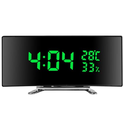 iSpchen Digitaler Wecker mit großem LED-Display elektronischer Reisewecker Schlummerfunktion Lichtsteuerung intelligenter Home Office Funk-Wecker autom für Schlafzimmer Wohnzimmer kreativ Grün von iSpchen