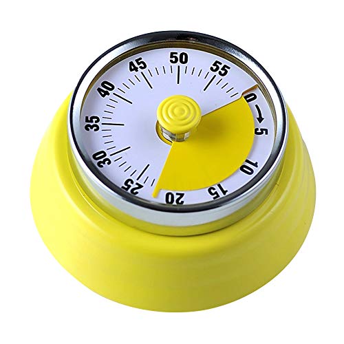 iSpchen Küchentimer, 60-minütiger visueller Timer, mechanischer magnetischer Countdown-Timer Keine Batterie erforderlich Uhr mit 72-dB-Lautering zum Kochen Backen Spielen Kinder Erwachsene Gelb von iSpchen