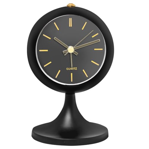 iSpchen Metall Wecker Rot Retro Klassisch, Wecker Lautlos Ohne Ticken mit Nachtlicht und Schlummerfunktion, Kleine Tischuhr Analog Batteriebetrieben für Nachttisch Schlafzimmer Einfach Schwarz #1 von iSpchen