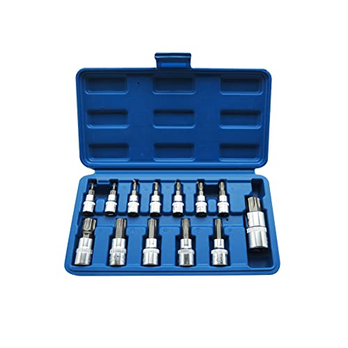 iSpchen Steckschlüssel Satz 13-teilig Torx-Bit-Steckschlüssel-Set T8-T70 Stecknüsse Torx Nüsse Werkzeug Set Innensechskant Stern Schraubendreher Werkzeug Steckschlüsselsatz mit Werkzeugkoffer von iSpchen
