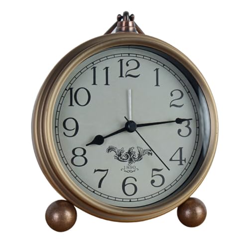 iSpchen Tischuhr Nostalgie Antik Vintage Retro Metall Standuhr Dekowecker Uhr Wecker Design Wecker Lautlos Ohne Ticken, Antik Retro Wecker, Vintage Tischuhr Analog Nachttisch Schlafzimmer Arabisch A von iSpchen