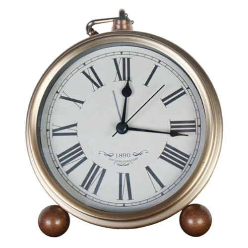 iSpchen Tischuhr Nostalgie Antik Vintage Retro Metall Standuhr Dekowecker Uhr Wecker Design Wecker Lautlos Ohne Ticken, Antik Retro Wecker, Vintage Tischuhr Analog Nachttisch Schlafzimmer Rom A von iSpchen
