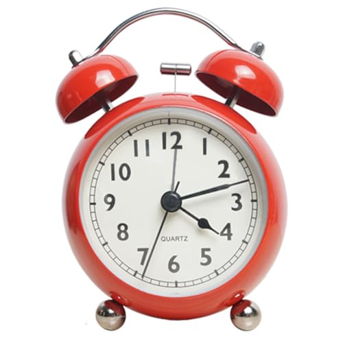 iSpchen Wecker Ohne Ticken Wecker Analog Retro Lauter Wecker Nachttisch für Schwere Schläfer Batterie Reise Retro Wecker Kleine Schreibtischuhr für Kinderzimmer Kinder europäischer Stil Rot von iSpchen