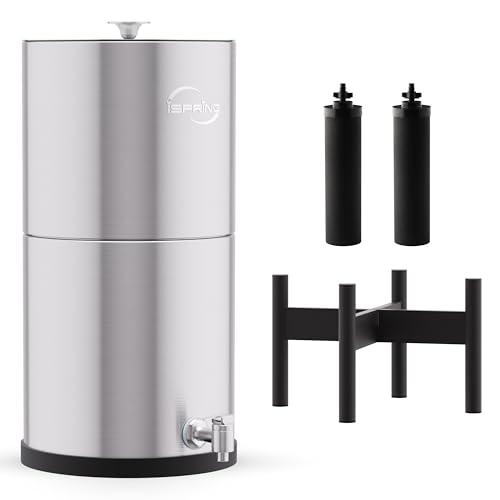 iSpring DGF2-B Schwerkraft-Wasserfiltersystem mit 2 Filterelementen, 3,17 Gallonen, Chlor-Reduktion, tragbarer Wasserfilter für Haus und Party von iSpring