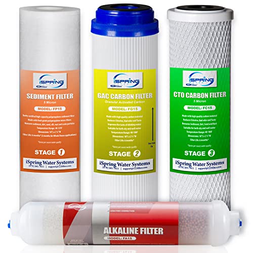 iSpring F4AK 6-Monats-Vorfilter und Alkali-Ersatz-Filterkartuschen-Set für 5- und 6-stufige Standard-Umkehrosmose-RO-Systeme iSpring F4AK 6-Monats-Vorfilter und Alkali-Ersatz-Filterkartuschen-Set für 5- und 6-stufige Standard-Umkehrosmose-RO-Systeme von iSpring