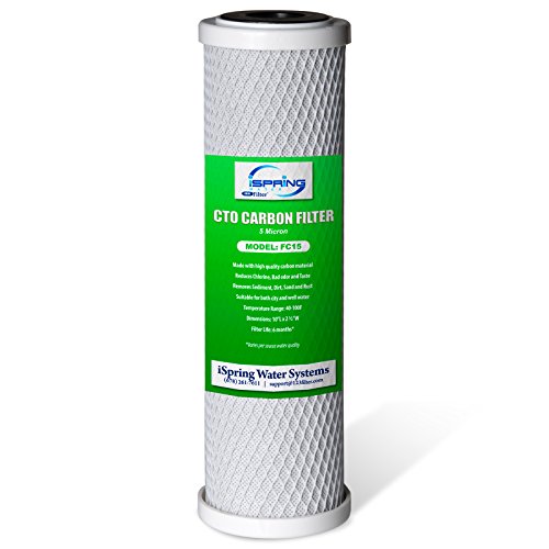 iSpring FC15 5 Mikron 10" Ersatz CTO Kohlenstoff-Block Wasserfilterpatrone für unter Spüle Umkehrosmose RO Filtration System, 10" x 2-1/2", weiß von iSpring