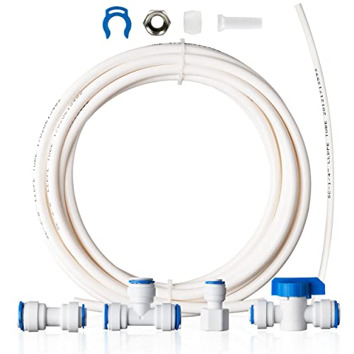 iSpring ICEK3 3/8 Zoll Schlauch-Wasserleitungsteiler und Umkehrosmose-Kühlschrank-Eisbereiter-Set, passend für 20 Fuß, alles für die Installation enthalten von iSpring