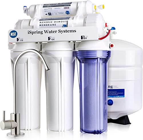 iSpring RCC7 5-stufiges Umkehrosmose-Trinkwassersystem, NSF-zertifiziert, hohe Kapazität unter der Spüle mit gebürstetem Nickel Wasserhahn, 75 GPD iSpring RCC7 5-stufiges Umkehrosmose-Trinkwassersystem, NSF-zertifiziert, hohe Kapazität unter der Spüle mit gebürstetem Nickel Wasserhahn, 75 GPD von iSpring