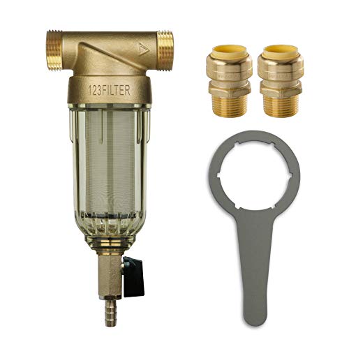 iSpring WSP-50 Reusable Whole House Spin Down Sediment Water Filter 50 Micron, 1" MNPT + 3/4" FNPT w/Push to Connect Fittings von iSpring