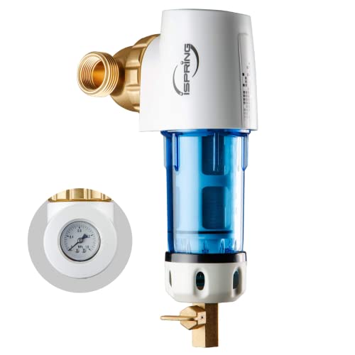 iSpring WSP50GRE Rückspülfilter Wasserfilter Filter, Wiederverwendbarer Spin-Down-Sedimentwasserfilter, Vorfilter für Brunnenwasserschlauch 50 Mikron von iSpring