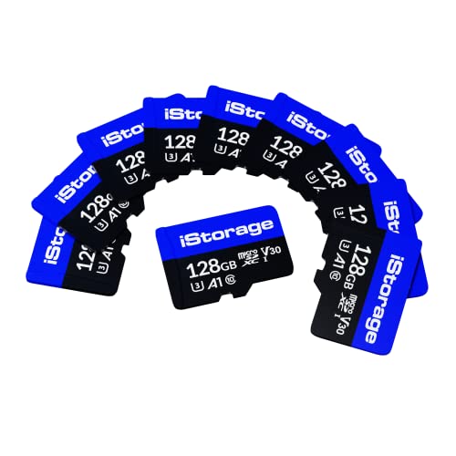 10 Pack iStorage microSD-Karte 128GB | Verschlüsseln Sie die auf iStorage microSD-Karten gespeicherten Daten mit dem datAshur SD USB-Flash-Laufwerk | Nur mit datAshur SD-Laufwerken kompatibel von iStorage