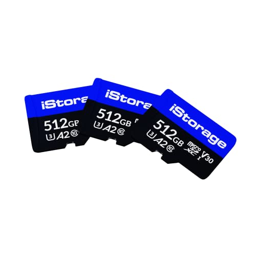 3 Pack iStorage 512GB microSD-Karte | Verschlüsseln Sie die auf iStorage microSD-Karten gespeicherten Daten mit dem datAshur SD USB-Flash-Laufwerk | Nur kompatibel mit datAshur SD-Laufwerken von iStorage