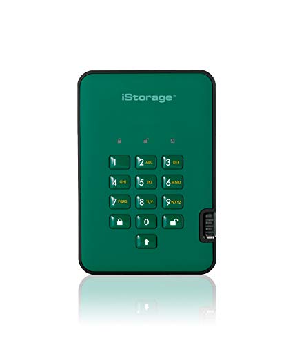 iStorage diskAshur2 SSD 8TB Grün - Sicheres tragbares Solid-State-Laufwerk - Passwortgeschützt - Staub- und wasserdicht - Hardware-Verschlüsselung von iStorage