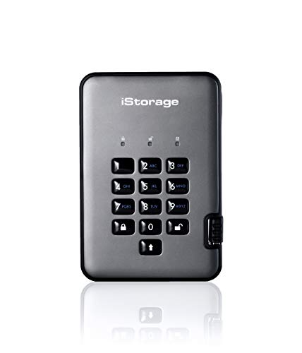 iStorage diskAshur PRO2 16TB 256-Bit 1TB USB 3.1 FIPS Level 3 zertifiziert, sichere verschlüsselte Festplatte IS-DAP2-256-SSD-16000-C-X von iStorage