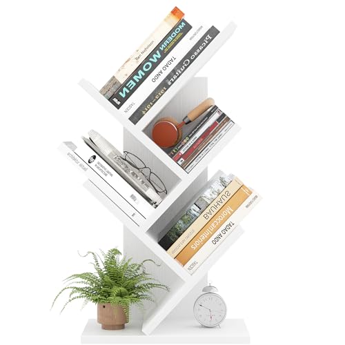 iSunirm Bücherregal Baumform, Standregal Eckregal mit 5 Ebenen, Organizer-Regale, bodenstehendes Bücherregal für Büro, Zuhause, Schule, Regaldisplay für CDs/Zeitschriften/Bücher, Weiß iSunirm Bücherregal Baumform, Standregal Eckregal mit 5 Ebenen, Organizer-Regale, bodenstehendes Bücherregal für Büro, Zuhause, Schule, Regaldisplay für CDs/Zeitschriften/Bücher, Weiß von iSunirm