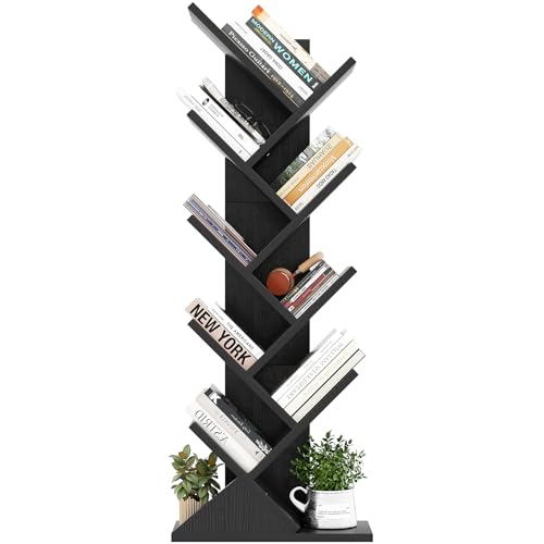 iSunirm Bücherregal Baumform, Standregal Eckregal mit 9 Ebenen, Organizer-Regale, bodenstehendes Bücherregal für Büro, Zuhause, Schule, Regaldisplay für CDs/Zeitschriften/Bücher, Schwarz iSunirm Bücherregal Baumform, Standregal Eckregal mit 9 Ebenen, Organizer-Regale, bodenstehendes Bücherregal für Büro, Zuhause, Schule, Regaldisplay für CDs/Zeitschriften/Bücher, Schwarz von iSunirm