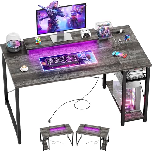 iSunirm Gaming Tisch mit Steckdosen,100x50x75 cm Schreibtisch,Computertisch mit RGB-LED-Beleuchtung,Büroschreibtisch für Studium,Spielen,Arbeiten,Homeoffice,Graue Eiche iSunirm Gaming Tisch mit Steckdosen,100x50x75 cm Schreibtisch,Computertisch mit RGB-LED-Beleuchtung,Büroschreibtisch für Studium,Spielen,Arbeiten,Homeoffice,Graue Eiche von iSunirm