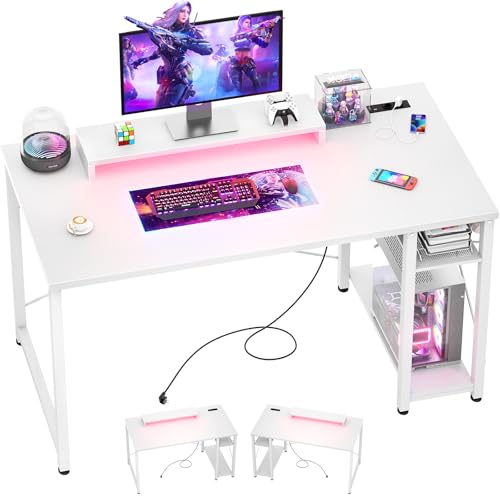 iSunirm Gaming Tisch mit Steckdosen,100x50x75 cm Schreibtisch,Computertisch mit RGB LED Beleuchtung,Büroschreibtisch für Studium,Spielen,Arbeiten,Homeoffice,Weiß iSunirm Gaming Tisch mit Steckdosen,100x50x75 cm Schreibtisch,Computertisch mit RGB LED Beleuchtung,Büroschreibtisch für Studium,Spielen,Arbeiten,Homeoffice,Weiß von iSunirm