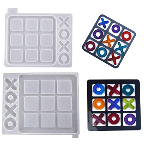 iSuperb 2 stück Tic Tac Toe Game Board Harzform Silikonform lustige Brettspiele Gießform für Kinder Puzzlespiel Dekorationen (Tic Tac Toe Molds) von iSuperb