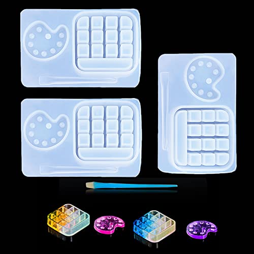 iSuperb 3 Stück identisch Epoxidharz Formen Mini Palette Silikonform Kreativ Gießform Resin Mold für Gemälde Kunsthandwerk Künstler Dekorationen (3 Silikonform) von iSuperb