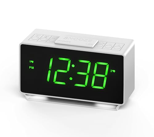 iTOMA Kleine Wecker, Doppelalarme mit 4-Wecker Woche Modi, Snooze, Nachtlicht und LED-Anzeigeuhr für Schlafzimmer von iTOMA