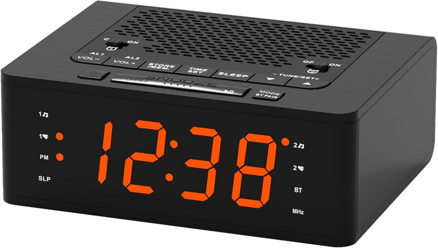 iTOMA Radiowecker Digitaler Bluetooth-Wecker mit FM-Radio, Dual-Alarm & LED-Anzeige Bluetooth, FM-Radio, Sleep-Timer, Dimmfunktion, modernes Design von iTOMA
