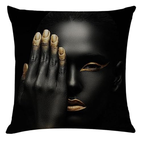 Kopfkissen mit afrikanischer Schönheit, Heimdekoration, Leinen, Sofa-Dekoration, 45 x 45 cm (BZ065-24,45 x 45 cm) von iTape