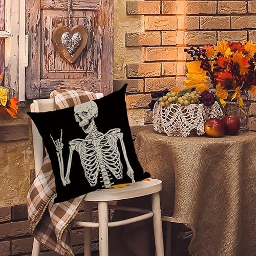 iTape 4-teiliges Halloween-Kissen-Set mit Totenkopf-Motiv, 45 x 45 cm von iTape