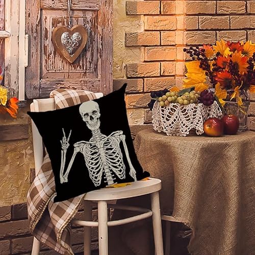 iTape 4-teiliges Sofakissen-Set mit Halloween-Totenkopf-Motiv, 45 x 45 cm von iTape