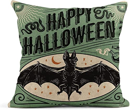 iTape Kissenbezug mit Halloween-Motiv, Leinen-Kissenbezug 45 x 45 (2,45 x 45 cm) von iTape