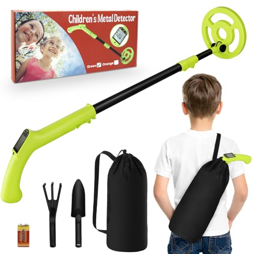 Metalldetektor Kinder, iTayga Verstellbarer Kinder-Metalldetektor (24"-35"), hochpräziser, professioneller, wasserdichter, Faltbarer Metalldetektor mit Spule, sehr leicht (nur 0,88 Pfund), Grün von iTayga