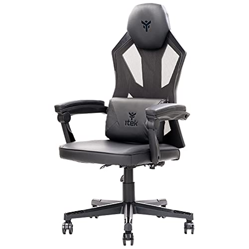 Itek 4Creators CF50 Ergonomischer Gaming-Stuhl, Rückenlehne und verstellbare Kopfstütze, Lendenwirbelstütze, Komfort und Design, ideal als Bürostuhl, Studiostuhl und Gamer Sessel von iTek