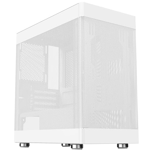 Itek Gehäuse PROMESH 35W – Gaming Office Mini Tower mATX, Type-C, 2X USB3, 3-seitiges Mesh, White Edition von iTek