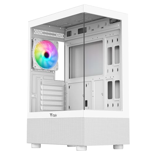Itek Case SHOWBUI 33W – Gaming-Tower, ATX, 12-cm-ARGB-Lüfter, Seiten- und Frontpanel-Temp-Glas, White Edition von iTek