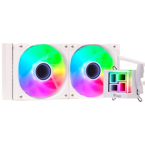 Itek Flüssigkeitskühler HYDRO CUBE 240W – 240mm – Universeller Sockel – PWM-Lüfter – ARGB – White Edition von iTek