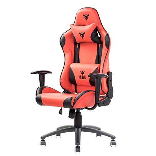 iTek Gaming Chair PLAYCOM PM20, Kunstleder, Schwarz-Rot, Normale von iTek