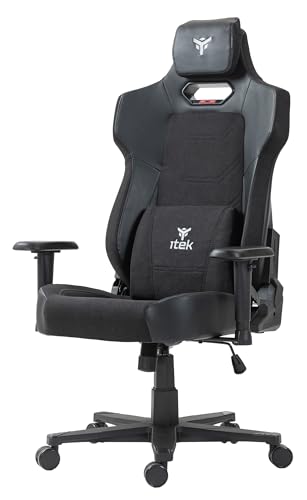 Itek Shuttle PM66 Gaming-Stuhl – Ergonomischer Gaming-Stuhl aus PVC und Stoff mit verstellbaren 3D-Armlehnen, verstellbare Rückenlehne, Lenden- und Nackenkissen – Farbe schwarz Itek Shuttle PM66 Gaming-Stuhl – Ergonomischer Gaming-Stuhl aus PVC und Stoff mit verstellbaren 3D-Armlehnen, verstellbare Rückenlehne, Lenden- und Nackenkissen – Farbe schwarz von iTek
