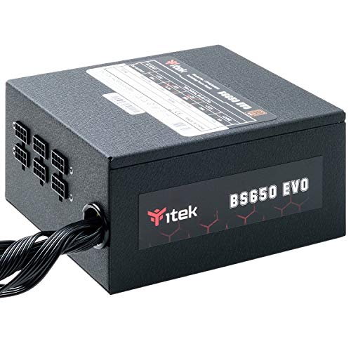 iTek für PC BS650 EVO – 650 W, HDB Hydraulic Dynamic Bearing 12 mm, aktiver PFC-Schutz, Effizienz-Zertifizierung 80 Plus Bronze, HDB Lüfter 12 cm, halbmodulares Free Plug, ITPSEBS650 von iTek